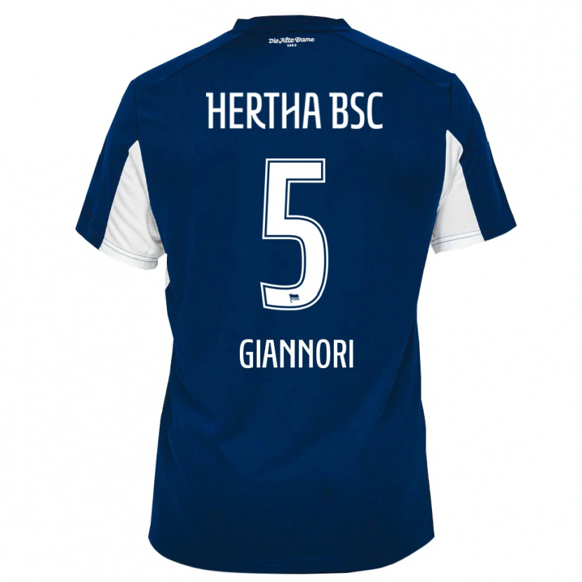Danxen Niño Camiseta Nora Giannori #5 Blanco Azul 1ª Equipación 2025/26 La Camisa