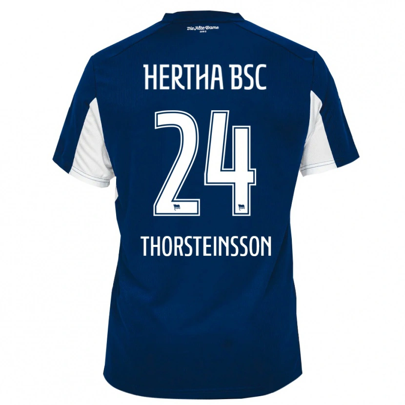 Danxen Niño Camiseta Jón Dagur Thorsteinsson #24 Blanco Azul 1ª Equipación 2025/26 La Camisa