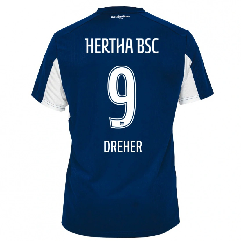 Danxen Niño Camiseta Clara Dreher #9 Blanco Azul 1ª Equipación 2025/26 La Camisa