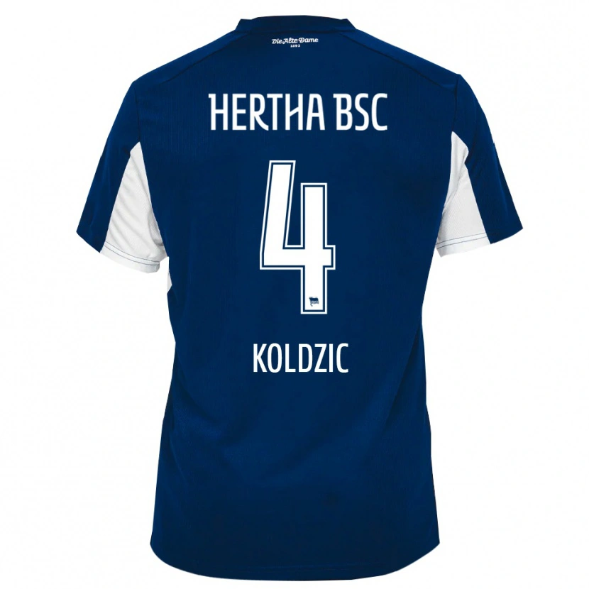 Danxen Niño Camiseta Denis Koldzic #4 Blanco Azul 1ª Equipación 2025/26 La Camisa