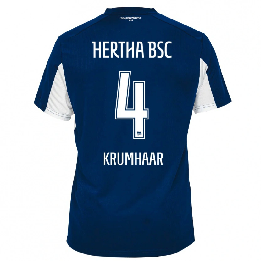Danxen Niño Camiseta Marvin Krumhaar #4 Blanco Azul 1ª Equipación 2025/26 La Camisa
