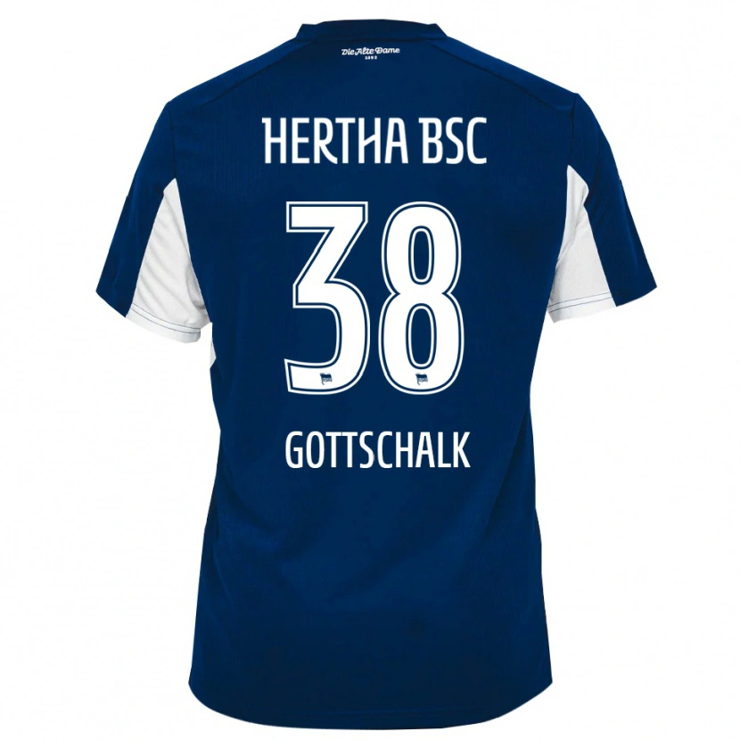 Danxen Niño Camiseta Julius Gottschalk #38 Blanco Azul 1ª Equipación 2025/26 La Camisa