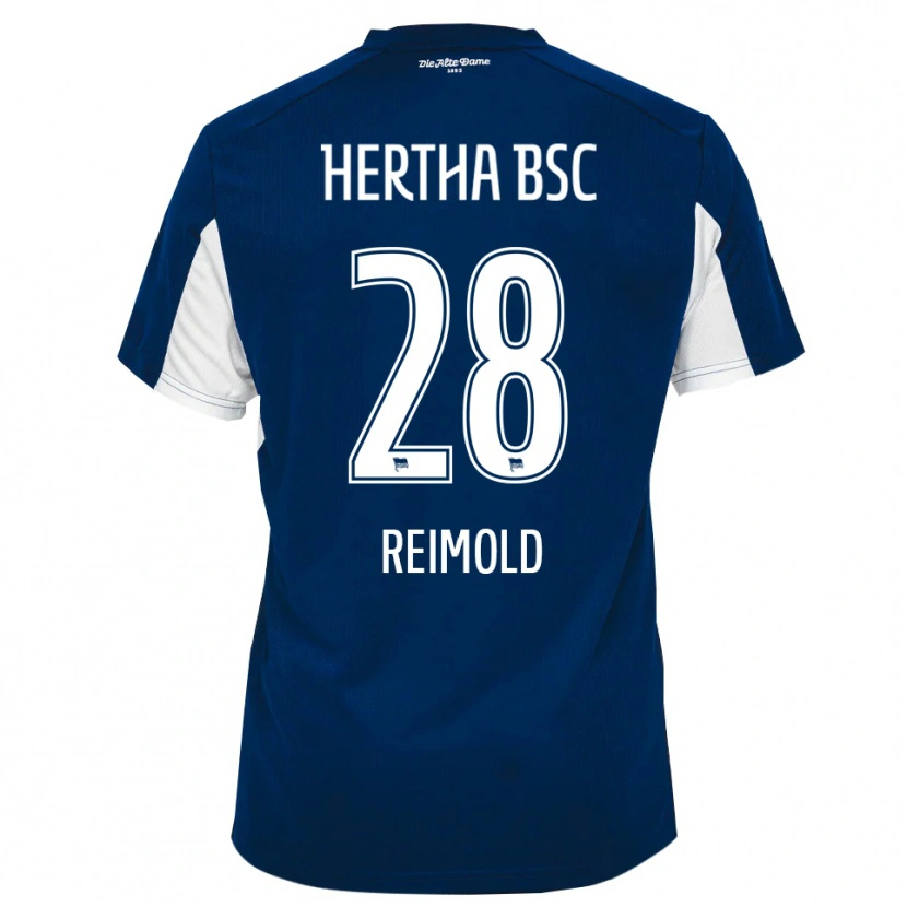 Danxen Niño Camiseta Lotte Reimold #28 Blanco Azul 1ª Equipación 2025/26 La Camisa