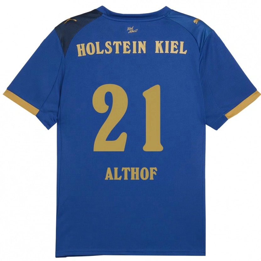 Danxen Niño Camiseta Lea Althof #21 Azul Dorado 1ª Equipación 2025/26 La Camisa