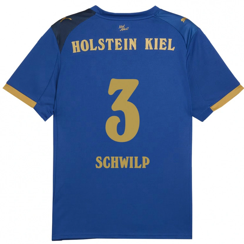 Danxen Niño Camiseta Bent Schwilp #3 Azul Dorado 1ª Equipación 2025/26 La Camisa