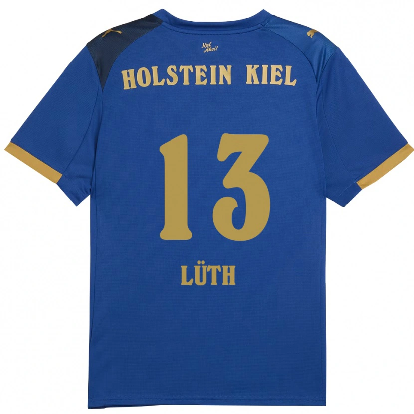 Danxen Niño Camiseta Felix Lüth #13 Azul Dorado 1ª Equipación 2025/26 La Camisa