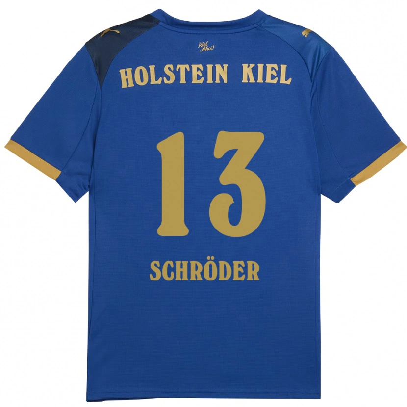 Danxen Niño Camiseta Lea Schröder #13 Azul Dorado 1ª Equipación 2025/26 La Camisa