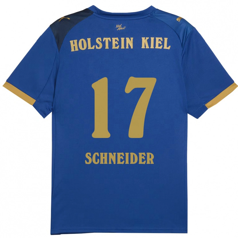 Danxen Niño Camiseta Aaron Schneider #17 Azul Dorado 1ª Equipación 2025/26 La Camisa