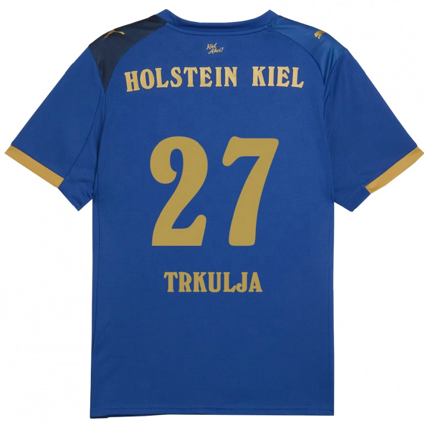 Danxen Niño Camiseta Mihailo Trkulja #27 Azul Dorado 1ª Equipación 2025/26 La Camisa