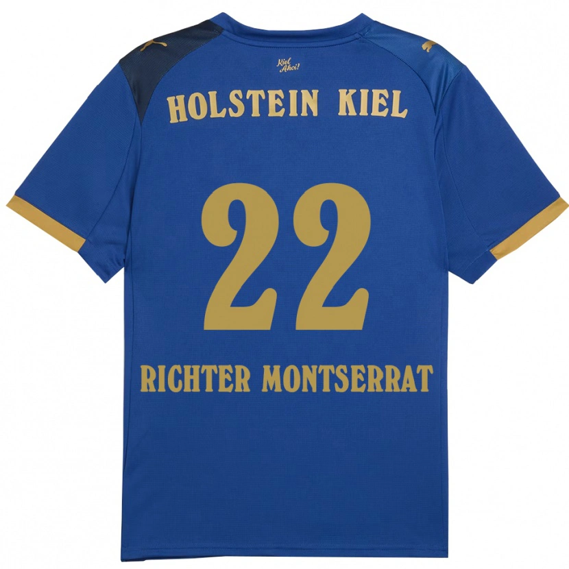 Danxen Niño Camiseta Mark Richter Montserrat #22 Azul Dorado 1ª Equipación 2025/26 La Camisa