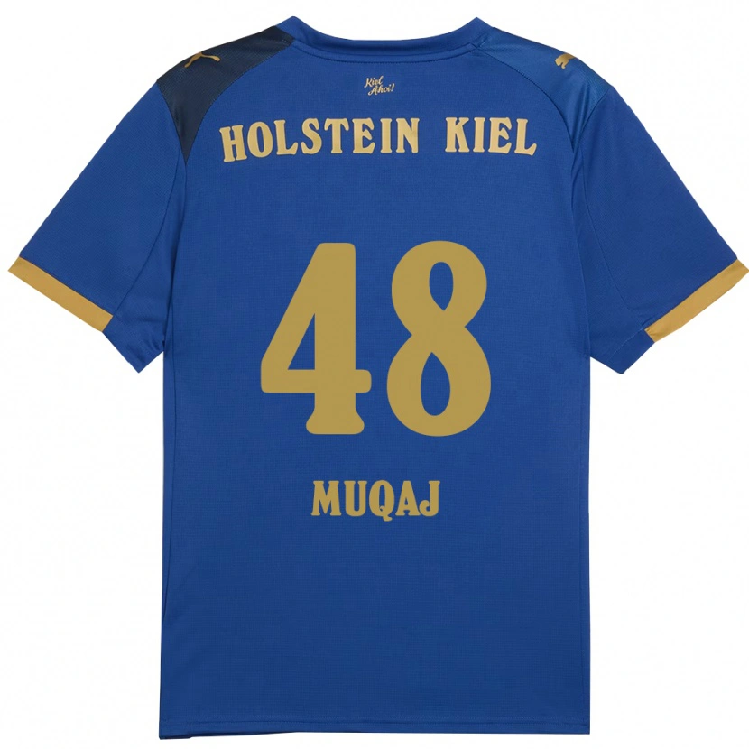 Danxen Niño Camiseta Hamza Muqaj #48 Azul Dorado 1ª Equipación 2025/26 La Camisa