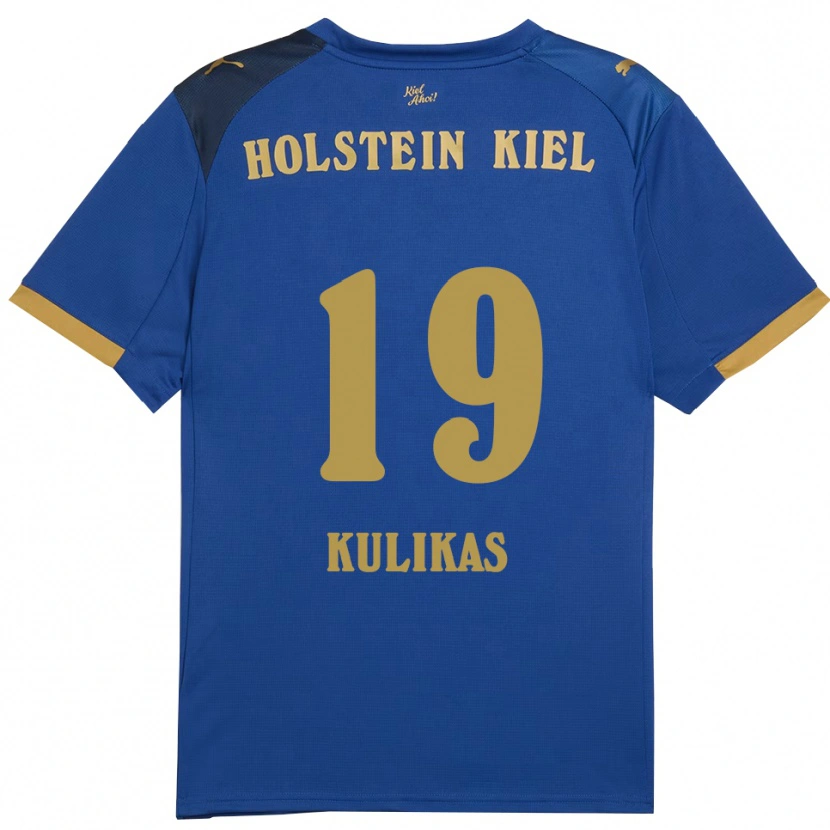 Danxen Niño Camiseta Laurynas Kulikas #19 Azul Dorado 1ª Equipación 2025/26 La Camisa