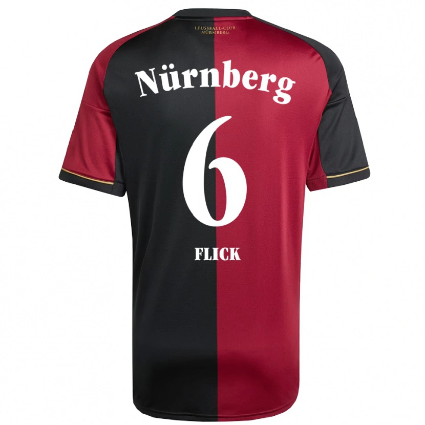 Danxen Niño Camiseta Florian Flick #6 Borgoña Negro 1ª Equipación 2025/26 La Camisa