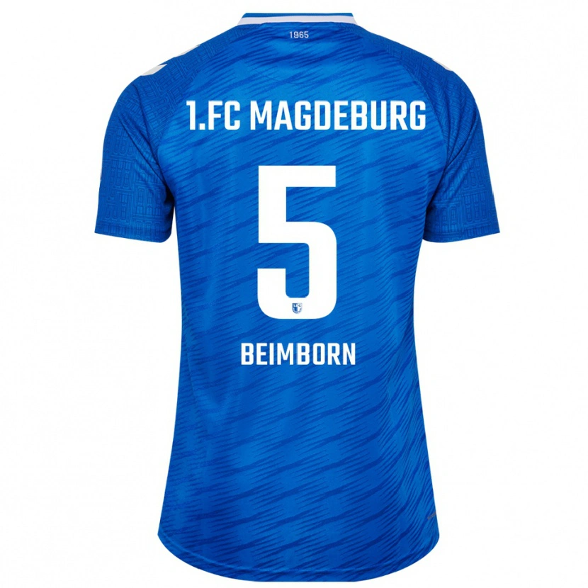 Danxen Niño Camiseta Leander Beimborn #5 Azul Blanco 1ª Equipación 2025/26 La Camisa