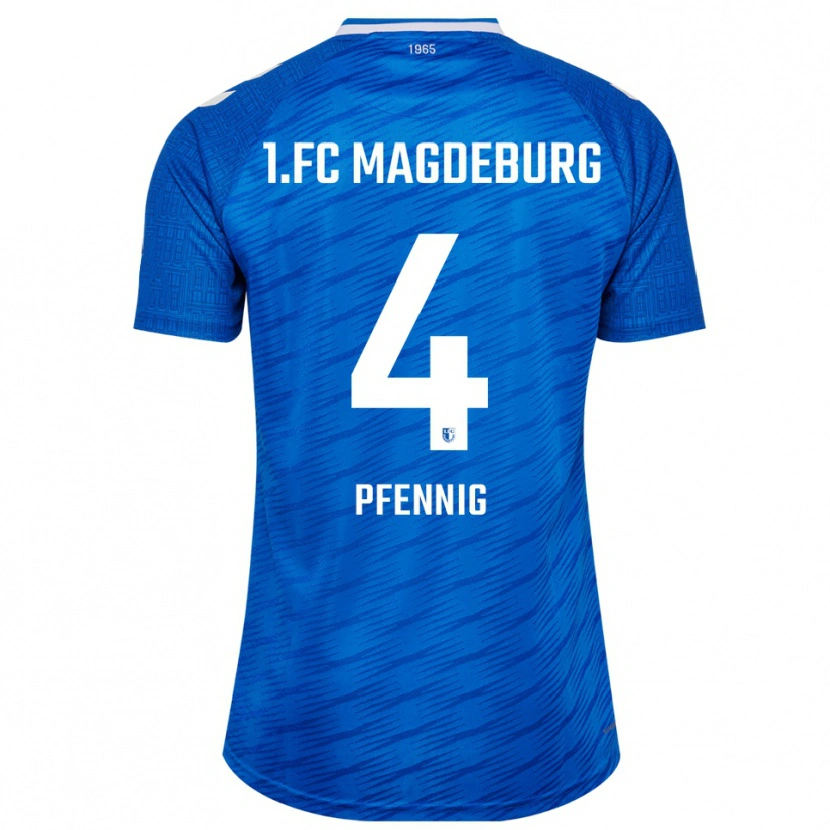 Danxen Niño Camiseta Julius Pfennig #4 Azul Blanco 1ª Equipación 2025/26 La Camisa