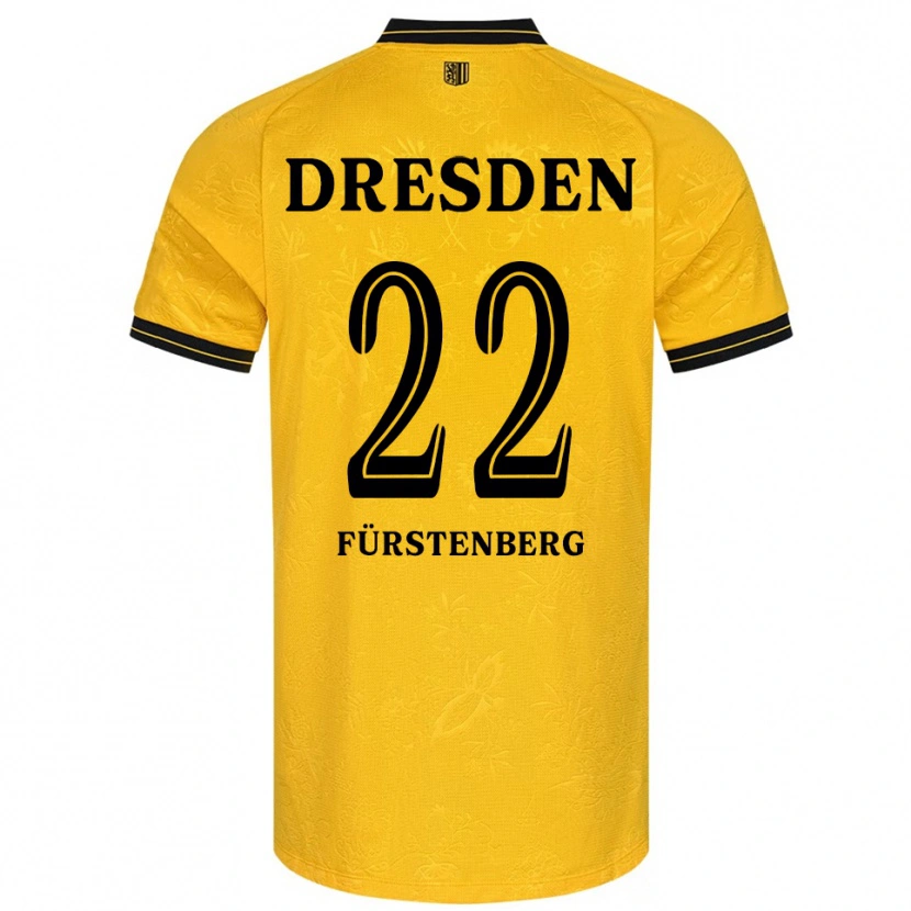 Danxen Niño Camiseta Mattis Fürstenberg #22 Amarillo Negro 1ª Equipación 2025/26 La Camisa