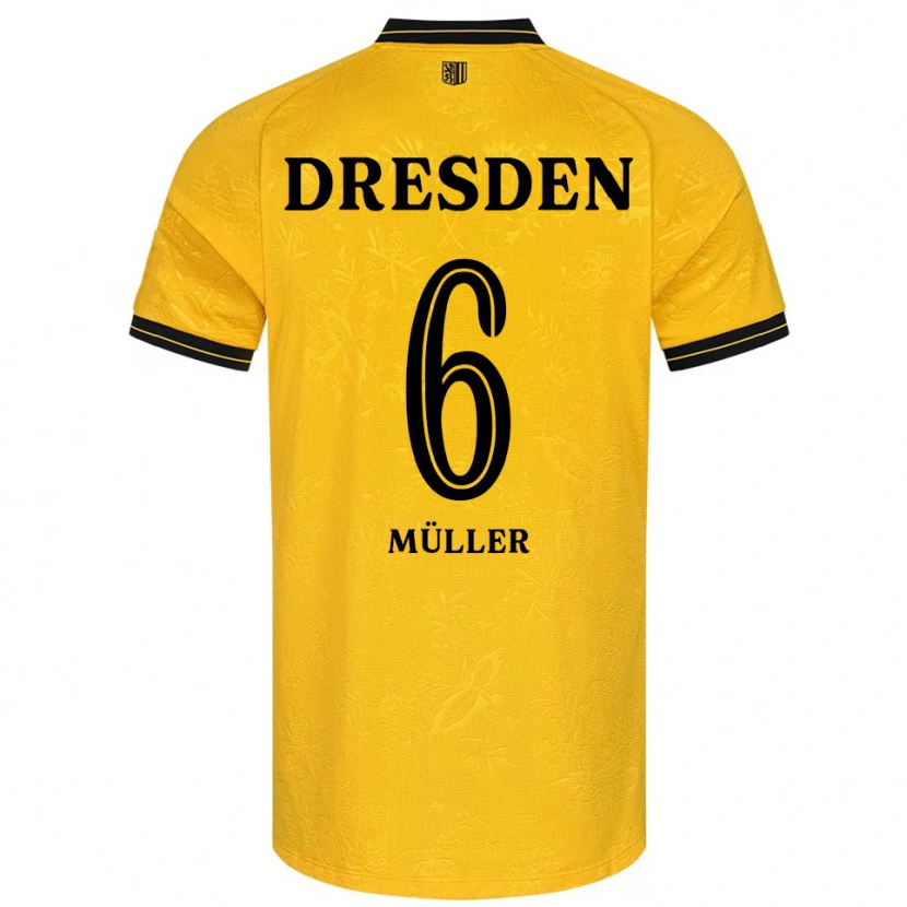 Danxen Niño Camiseta Friedrich Müller #6 Amarillo Negro 1ª Equipación 2025/26 La Camisa