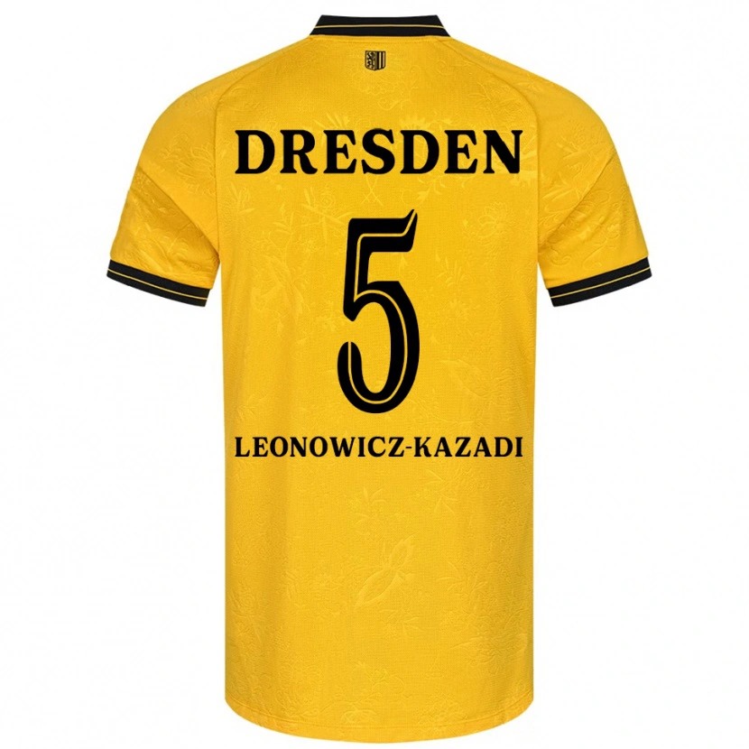 Danxen Niño Camiseta Jonathan Leonowicz-Kazadi #5 Amarillo Negro 1ª Equipación 2025/26 La Camisa