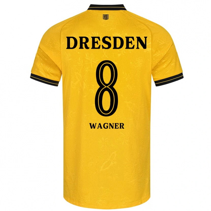 Danxen Niño Camiseta Robert Wagner #8 Amarillo Negro 1ª Equipación 2025/26 La Camisa