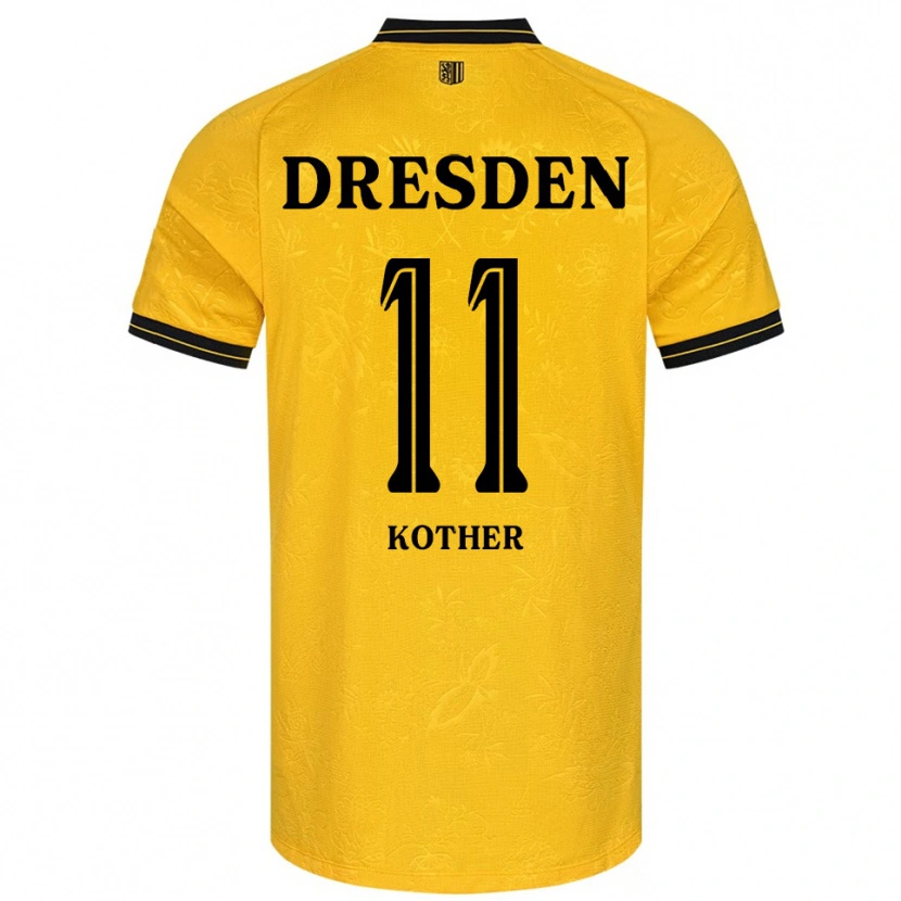 Danxen Niño Camiseta Dominik Kother #11 Amarillo Negro 1ª Equipación 2025/26 La Camisa