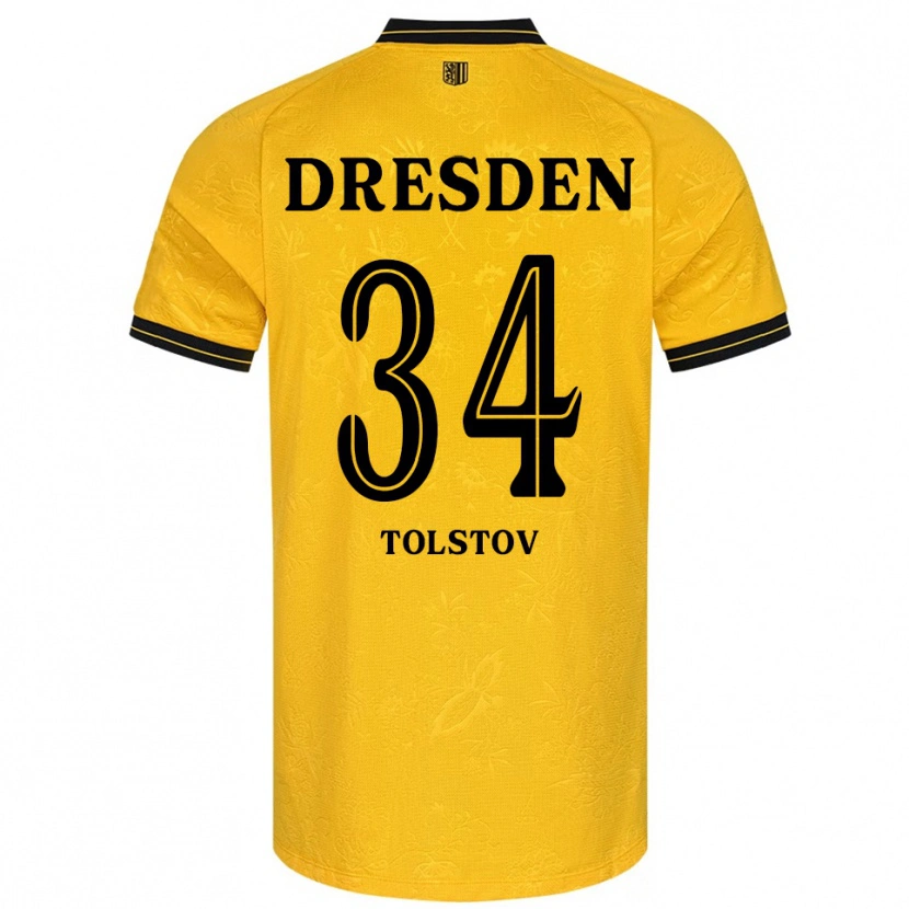 Danxen Niño Camiseta Maik Tolstov #34 Amarillo Negro 1ª Equipación 2025/26 La Camisa