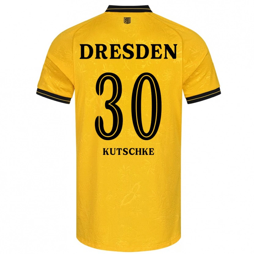 Danxen Niño Camiseta Stefan Kutschke #30 Amarillo Negro 1ª Equipación 2025/26 La Camisa