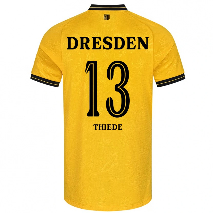 Danxen Niño Camiseta Tristan Thiede #13 Amarillo Negro 1ª Equipación 2025/26 La Camisa