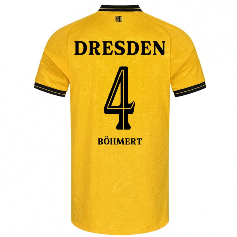 Danxen Niño Camiseta Jonas Böhmert #4 Amarillo Negro 1ª Equipación 2025/26 La Camisa