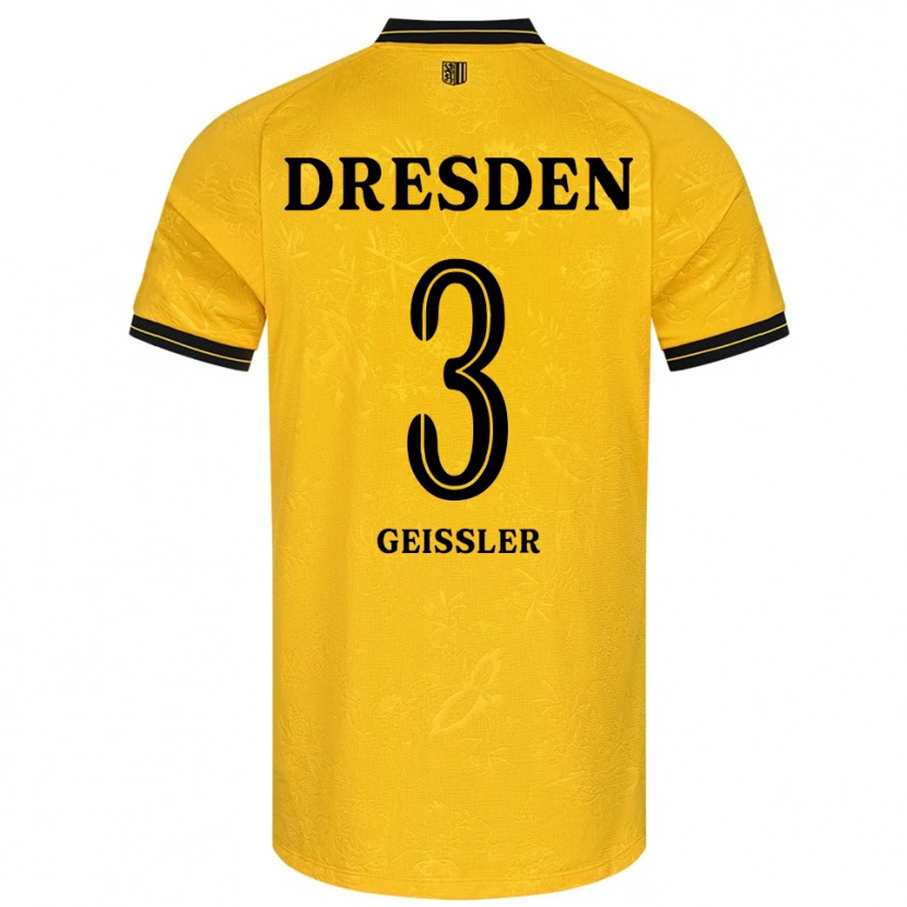 Danxen Niño Camiseta Jonathan Geißler #3 Amarillo Negro 1ª Equipación 2025/26 La Camisa