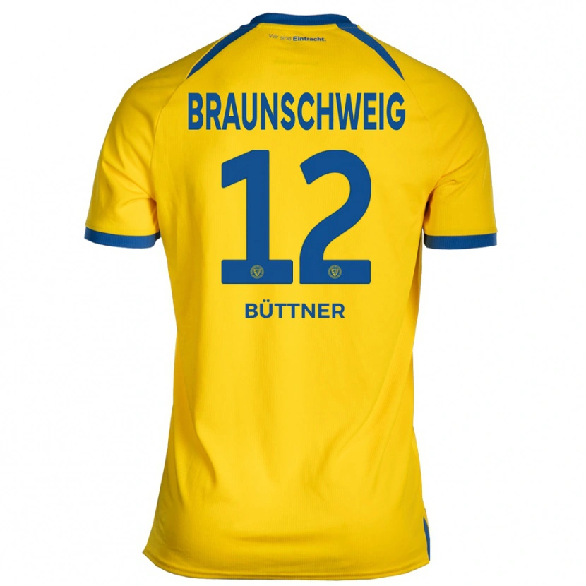 Danxen Niño Camiseta Patrick Büttner #12 Amarillo Azul 1ª Equipación 2025/26 La Camisa