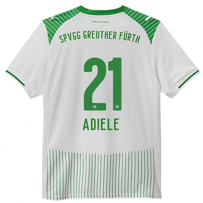 Danxen Niño Camiseta Raphael Adiele #21 Blanco Verde 1ª Equipación 2025/26 La Camisa