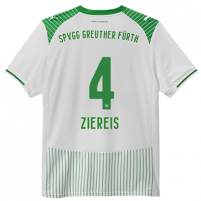 Danxen Niño Camiseta Philipp Ziereis #4 Blanco Verde 1ª Equipación 2025/26 La Camisa