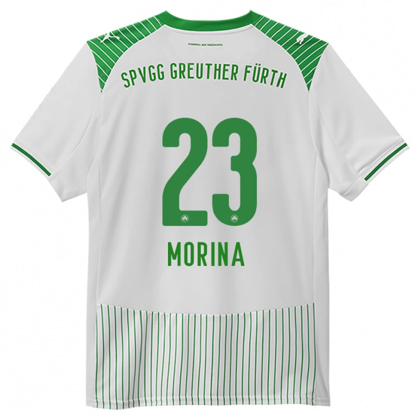 Danxen Niño Camiseta Dion Morina #23 Blanco Verde 1ª Equipación 2025/26 La Camisa