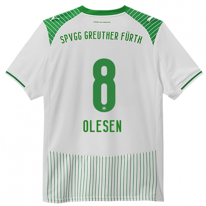 Danxen Niño Camiseta Mathias Olesen #8 Blanco Verde 1ª Equipación 2025/26 La Camisa