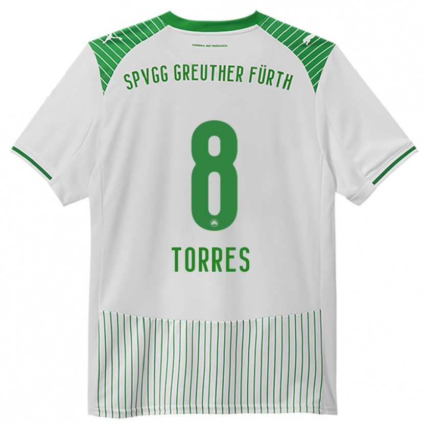 Danxen Niño Camiseta Lucas Torres #8 Blanco Verde 1ª Equipación 2025/26 La Camisa