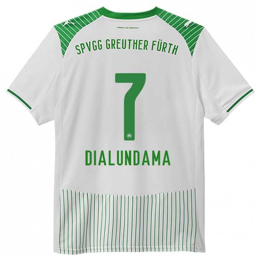 Danxen Niño Camiseta Emmanuel Dialundama #7 Blanco Verde 1ª Equipación 2025/26 La Camisa