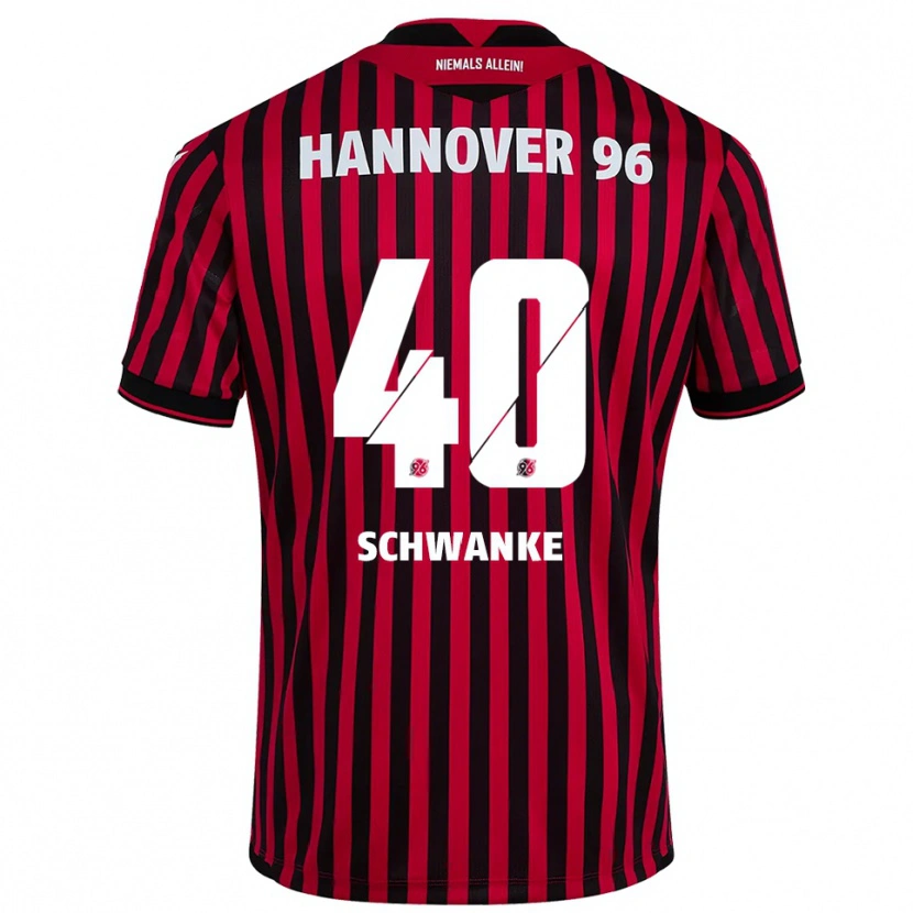 Danxen Niño Camiseta Jonas Schwanke #40 Rojo Negro 1ª Equipación 2025/26 La Camisa