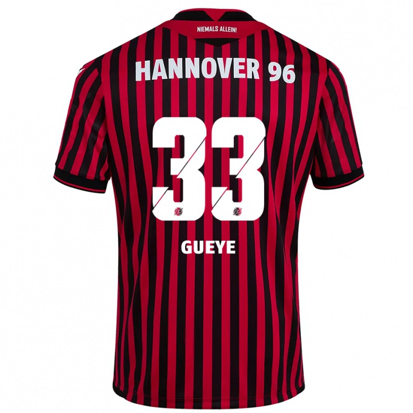 Danxen Niño Camiseta Abdoulaye Gueye #33 Rojo Negro 1ª Equipación 2025/26 La Camisa