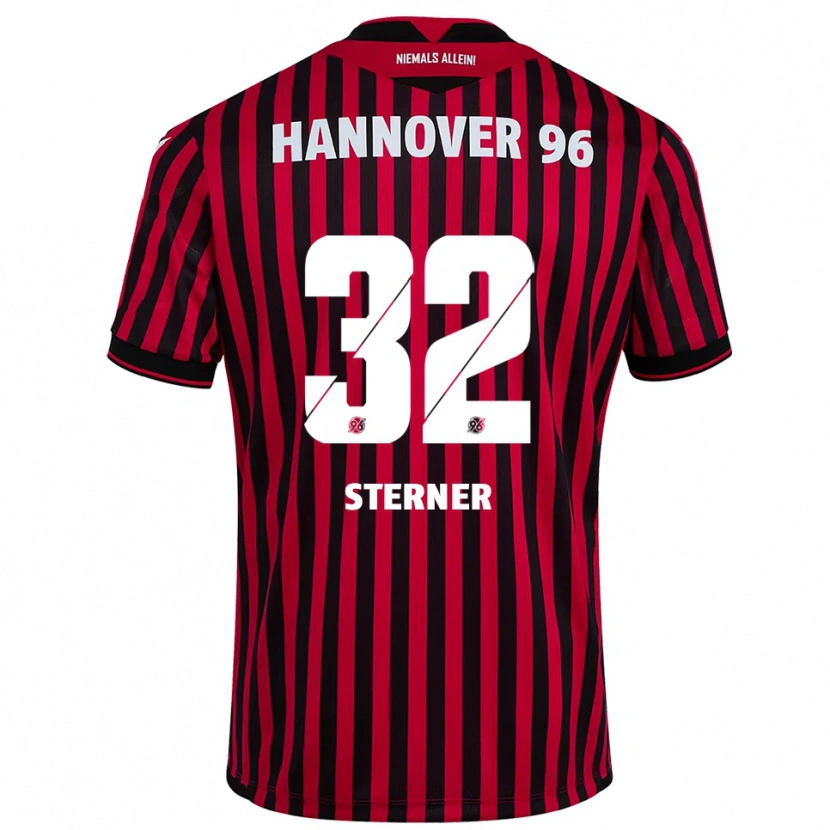 Danxen Niño Camiseta Jonas Sterner #32 Rojo Negro 1ª Equipación 2025/26 La Camisa