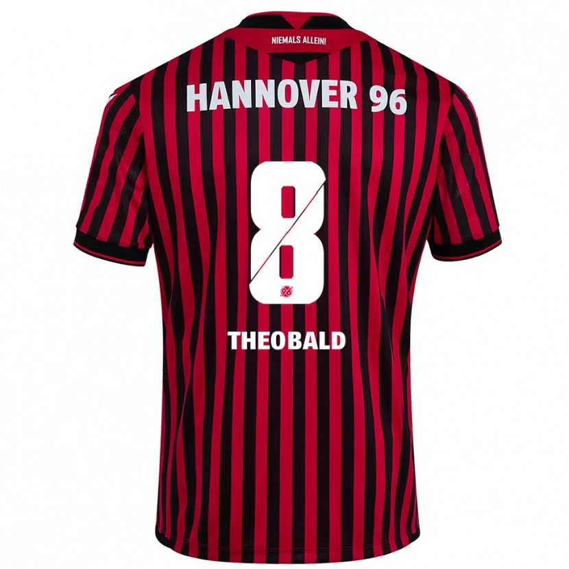 Danxen Niño Camiseta Lara Theobald #8 Rojo Negro 1ª Equipación 2025/26 La Camisa