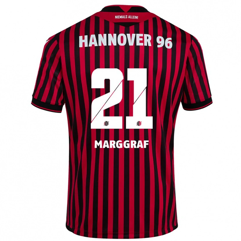Danxen Niño Camiseta Luis Marggraf #21 Rojo Negro 1ª Equipación 2025/26 La Camisa