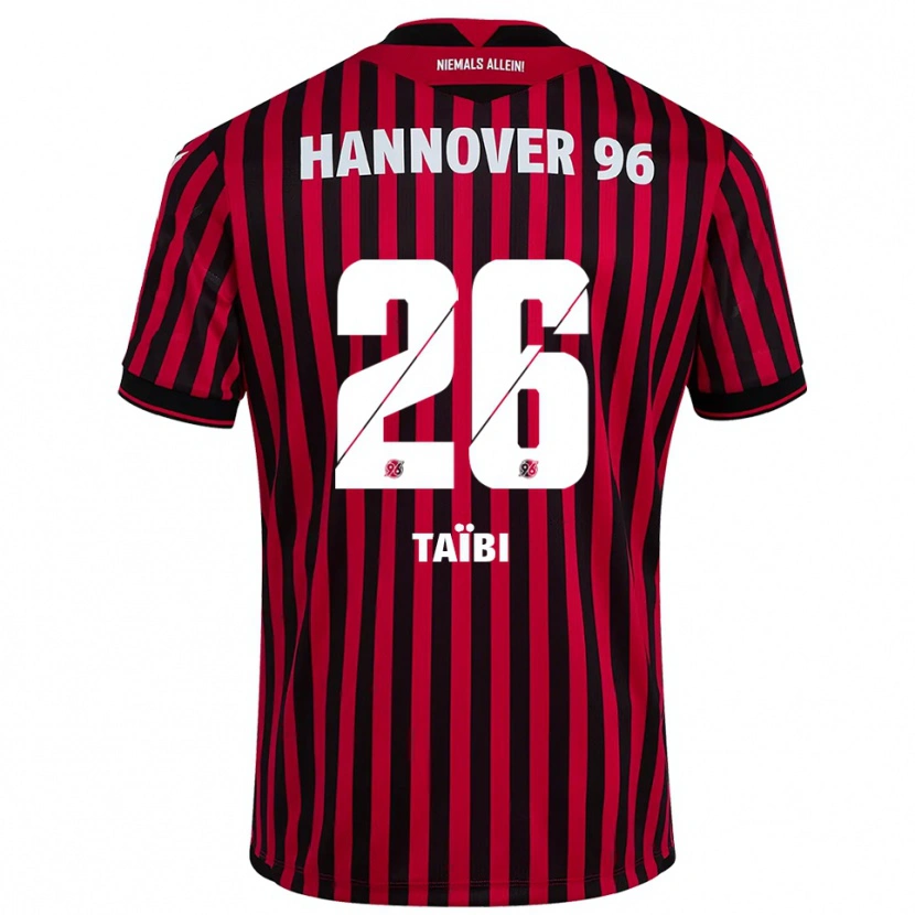 Danxen Niño Camiseta Waniss Taïbi #26 Rojo Negro 1ª Equipación 2025/26 La Camisa