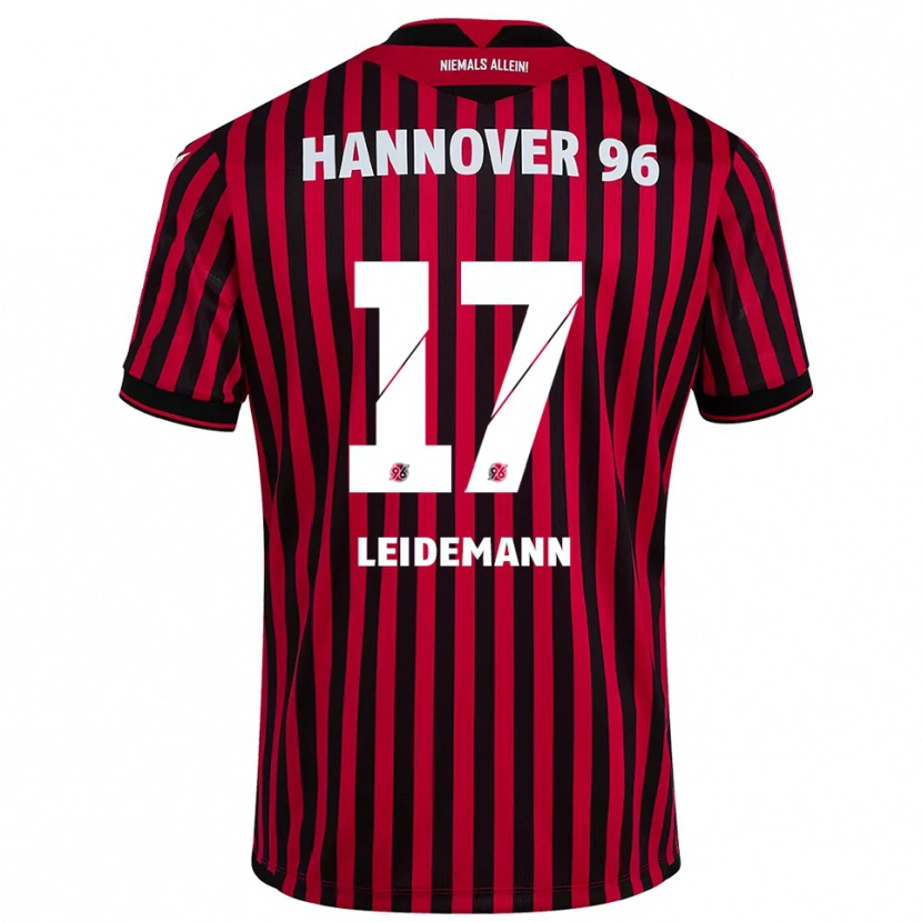 Danxen Niño Camiseta Lukas Leidemann #17 Rojo Negro 1ª Equipación 2025/26 La Camisa