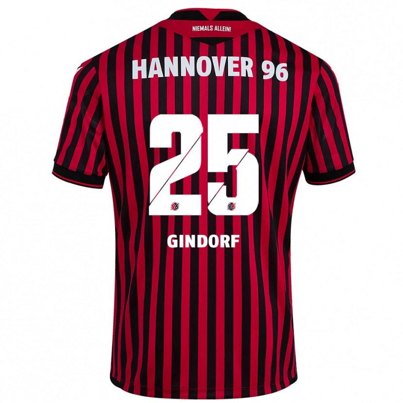 Danxen Niño Camiseta Lars Gindorf #25 Rojo Negro 1ª Equipación 2025/26 La Camisa