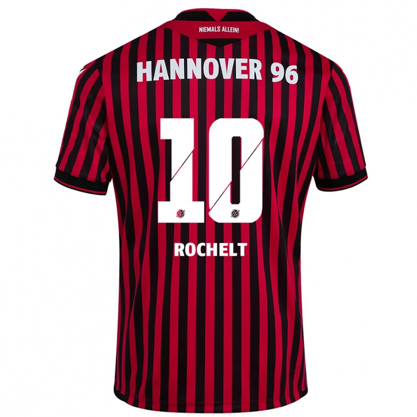 Danxen Niño Camiseta Jannik Rochelt #10 Rojo Negro 1ª Equipación 2025/26 La Camisa