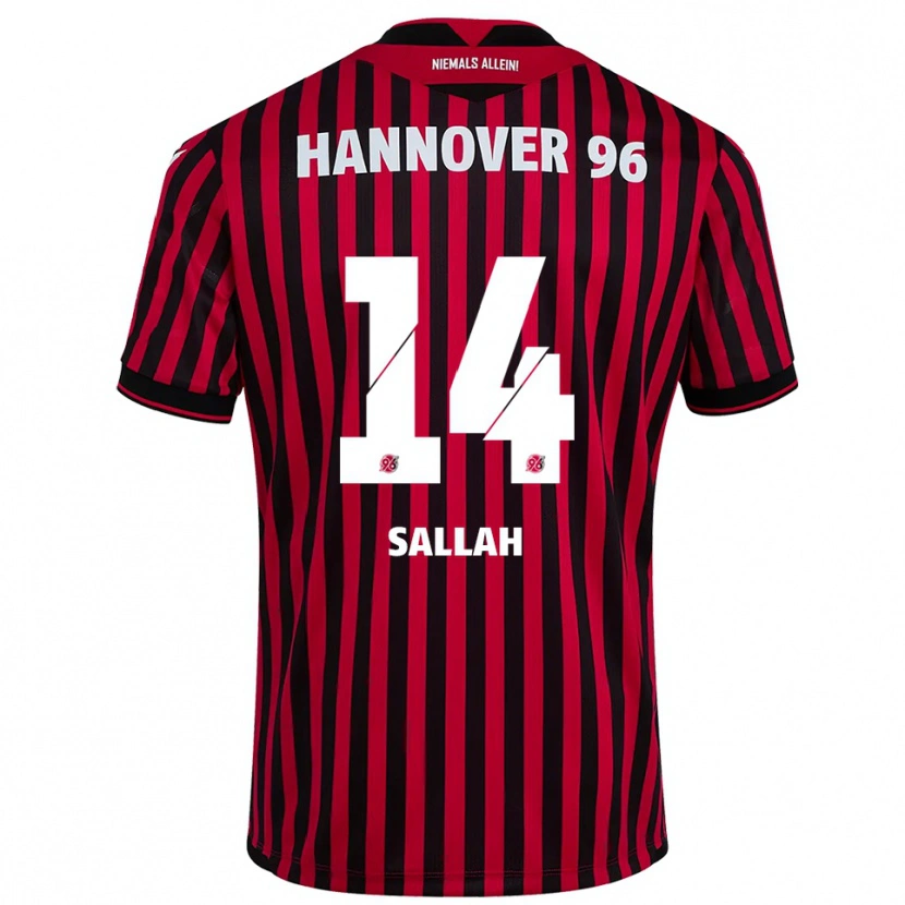 Danxen Niño Camiseta Ebrima Sallah #14 Rojo Negro 1ª Equipación 2025/26 La Camisa