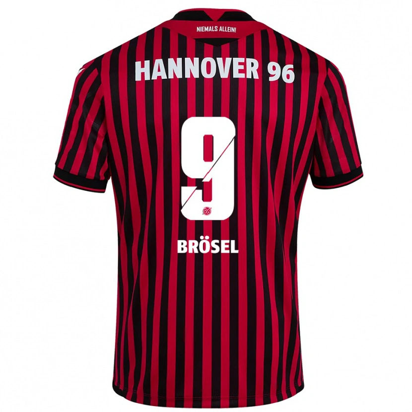 Danxen Niño Camiseta Niclas Brösel #9 Rojo Negro 1ª Equipación 2025/26 La Camisa