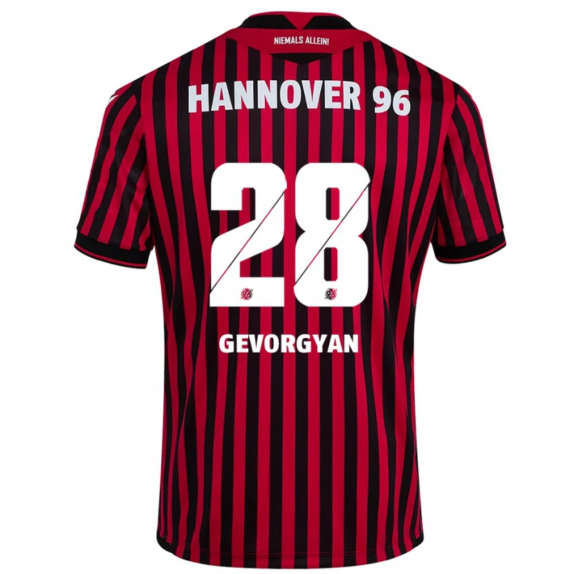 Danxen Niño Camiseta Mark Gevorgyan #28 Rojo Negro 1ª Equipación 2025/26 La Camisa