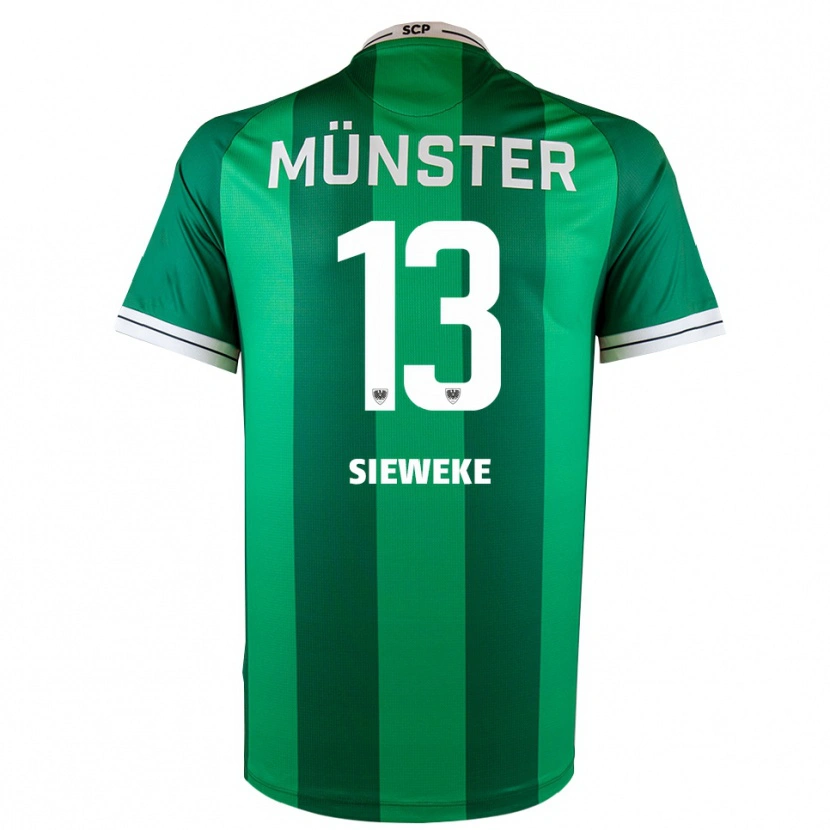 Danxen Niño Camiseta Henri Sieweke #13 Verde Blanco 1ª Equipación 2025/26 La Camisa
