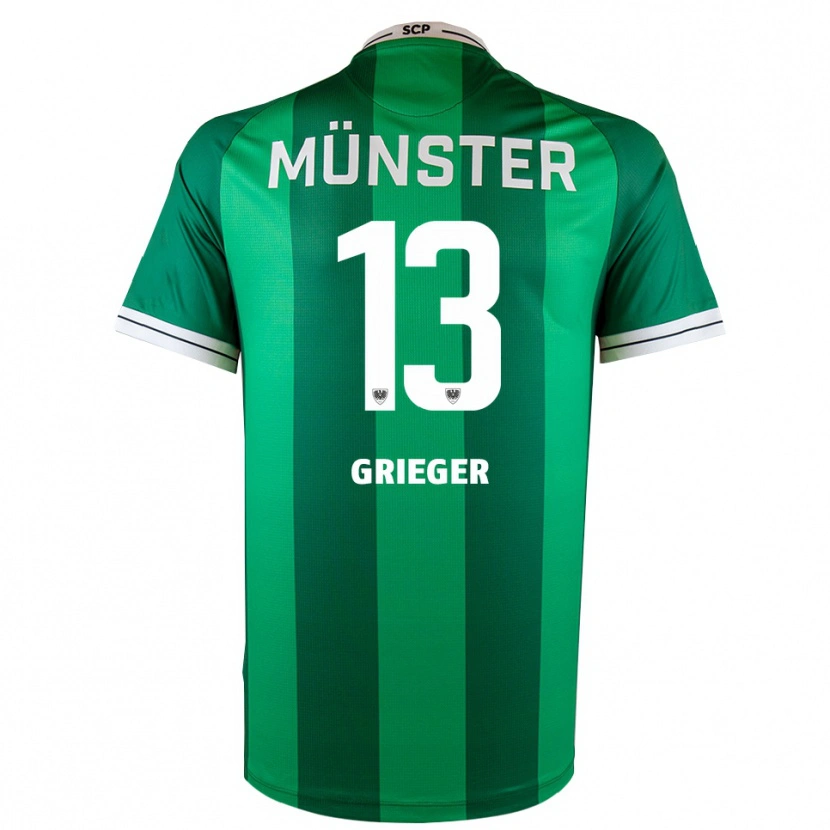 Danxen Niño Camiseta Dominik Grieger #13 Verde Blanco 1ª Equipación 2025/26 La Camisa